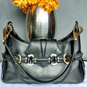 VIA SPIGA Genuine Black Leather Shoulder Bag